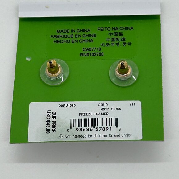 Kate Spade Freeze Frame Earrings Gold Geometric StudsRectangle Modern Minimalist - Picture 3 of 11